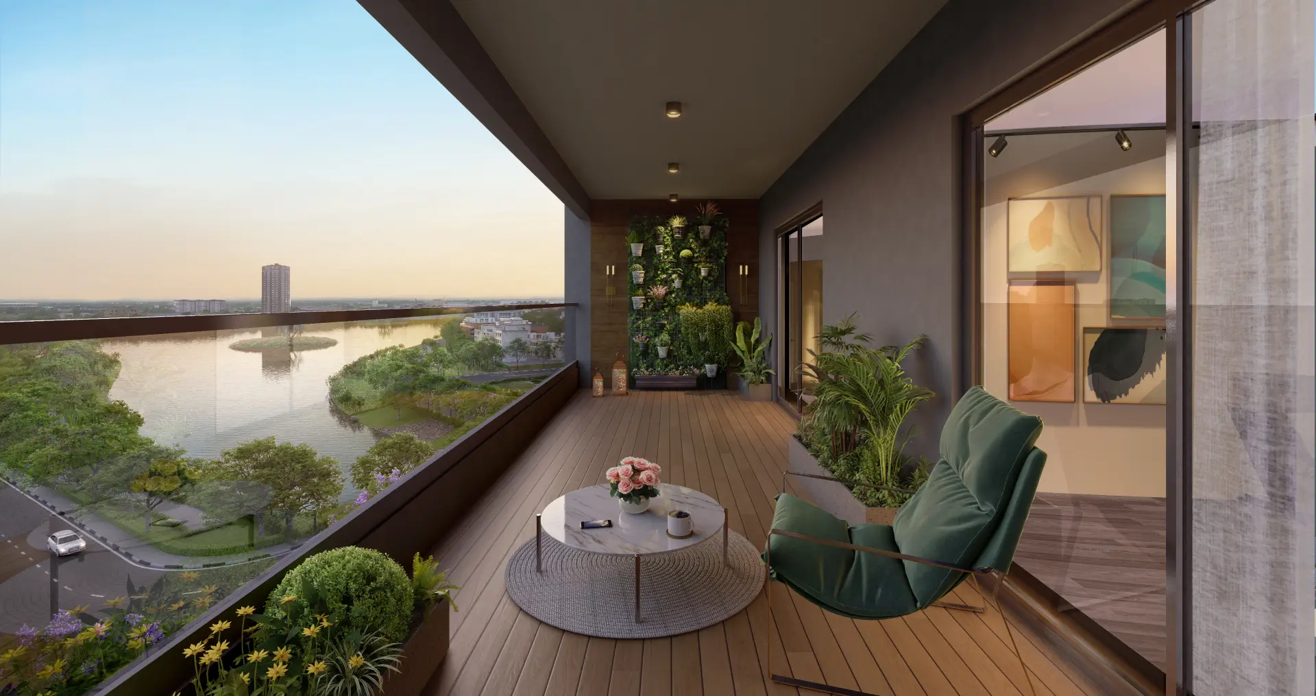 Brigade Eternia — Balcony with Lake & Skyline View